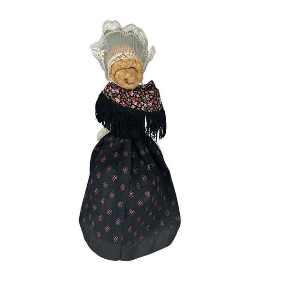 Vtg Handmade Straw Burlap Doll 12" Tan Blue Folk Art Collectible Rustic Decor - Picture 3 of 10